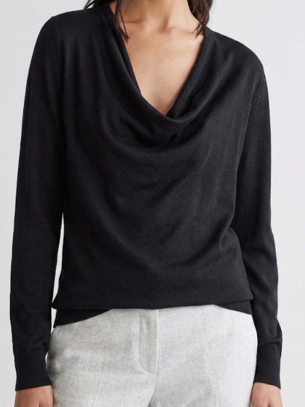 Black Goat 100% Cashmere Women's Black Drape Neck Sweater Sz M